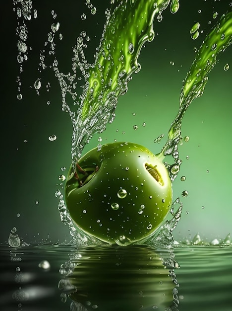 Realistic photography olive drops water motion