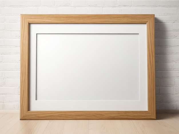 Realistic picture frame on wood background Perfect for your presentations