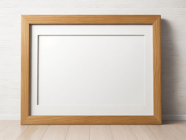 Realistic picture frame on wood background Perfect for your presentations