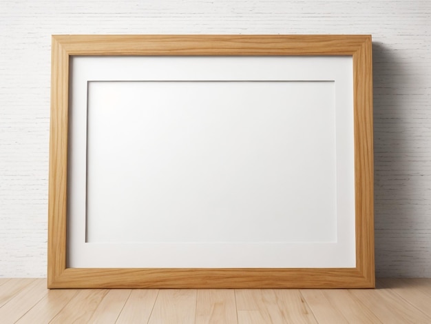 Realistic picture frame on wood background Perfect for your presentations