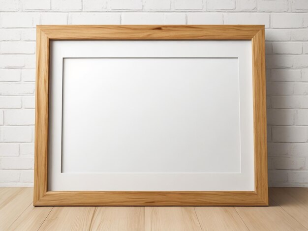 Realistic picture frame on wood background Perfect for your presentations