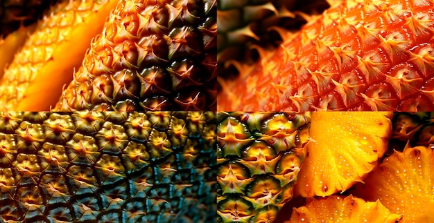 Realistic pineapple texture closeup pineapple skin tropical pattern fruit banner ai generated image