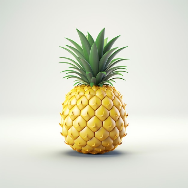 Foto ananas realistico su sfondo bianco ai generativo