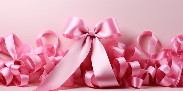 Photo realistic pink ribbon breast cancer awareness symbol