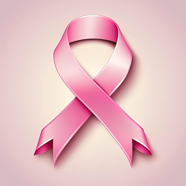 Realistic pink ribbon illustration cancer awareness symbol
