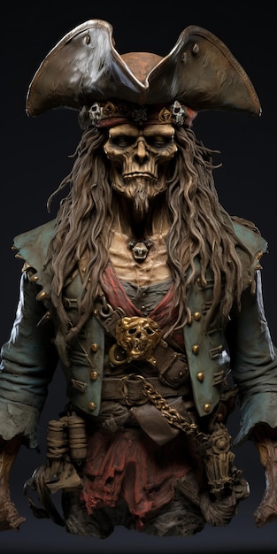 Realistic Pirate Character Rendering In Striated Resin Veins Style