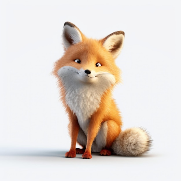 Realistic Pixarstyle Fox On White Background In 8k Uhd