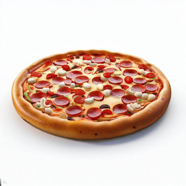 Realistic Pizza Pepperoni On White Background