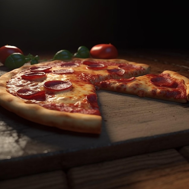 Realistic pizza slice deliciousness captured