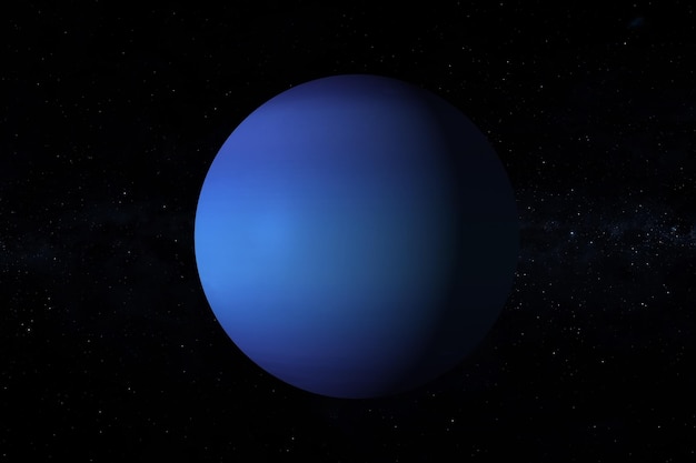 Realistic planet Neptune spinning in space among the stars