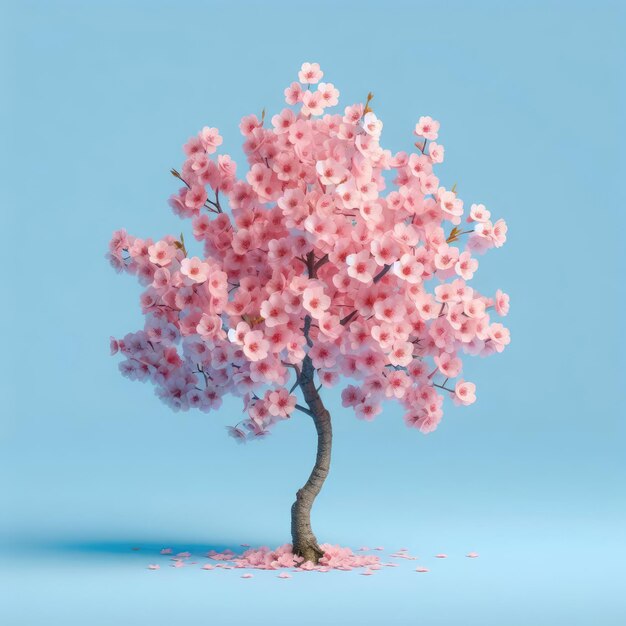 Фото Реалистичные растения на полке цветут вишня розовые цветы в вазе