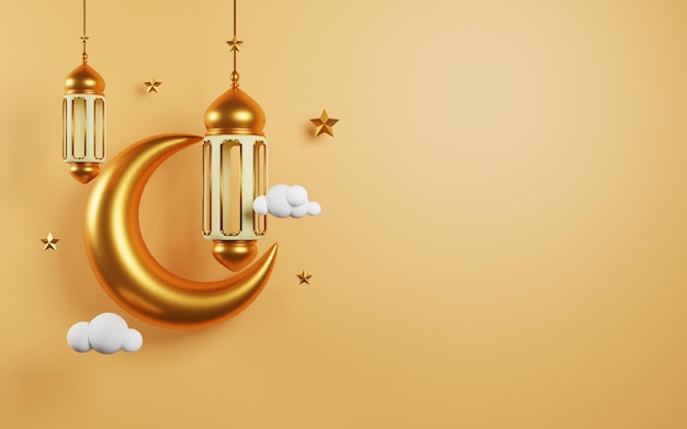 Photo realistic podium for ramadan themes background design