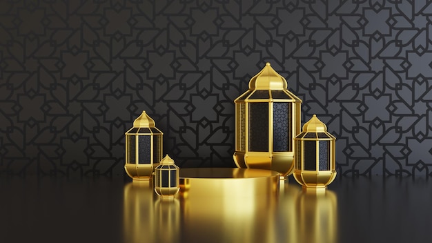 イスラムの装飾が施されたリアルな表彰台