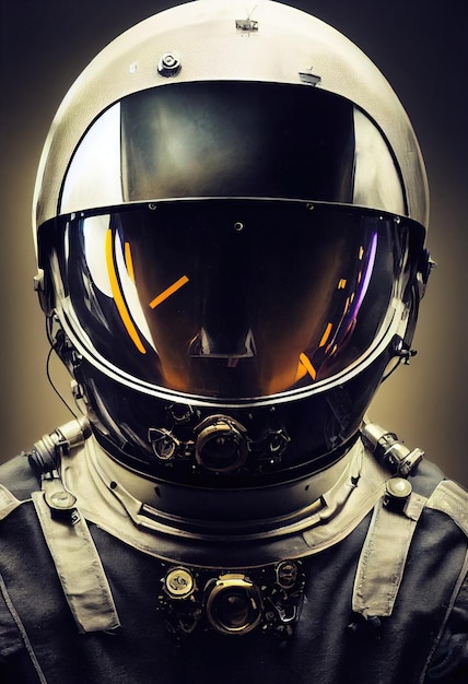 Realistic portrait of an astronaut in a space suit. Retro astronaut. Concept of astronautics.