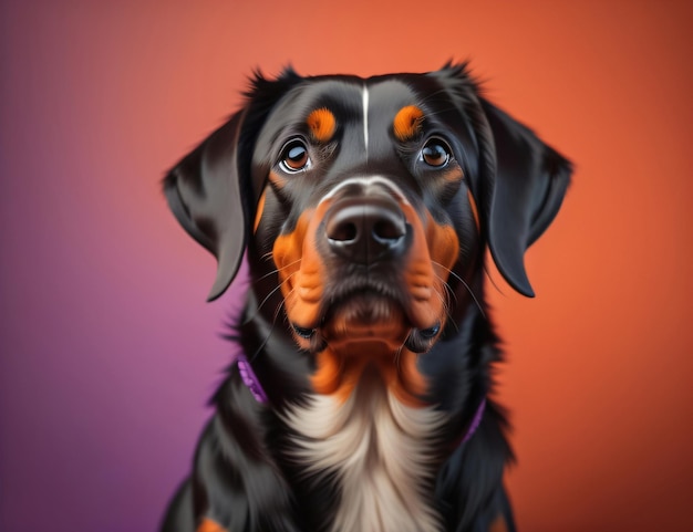 Realistic portrait avatar of black dog
