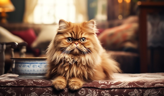 Realistic portrait of beautiful Persian cat AI generated