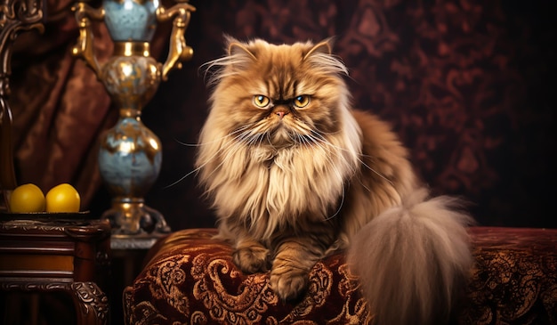 Realistic portrait of beautiful Persian cat AI generated