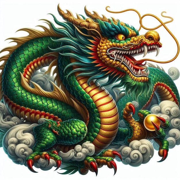 Realistic portrait of Chinese Dragon illustration of Chinese Dragon