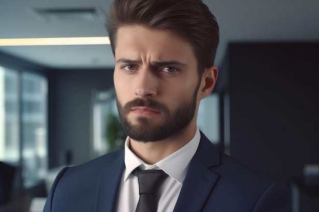 Realistic portrait of handsome businessman Beautiful illustration picture Generative AI