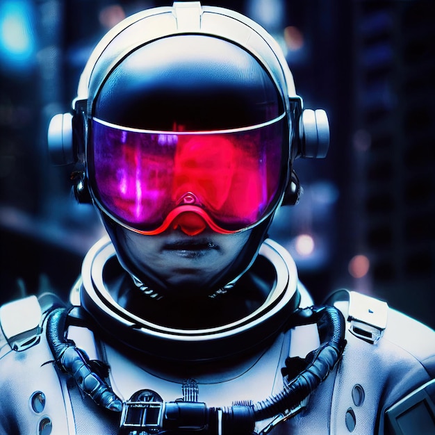 realistic portrait of a scifi cyberpunk girl in a cyber suit hightech futuristic man from the future