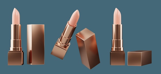 Photo realistic premium red lipstick isolated background 3d rendering illustration without ai generated