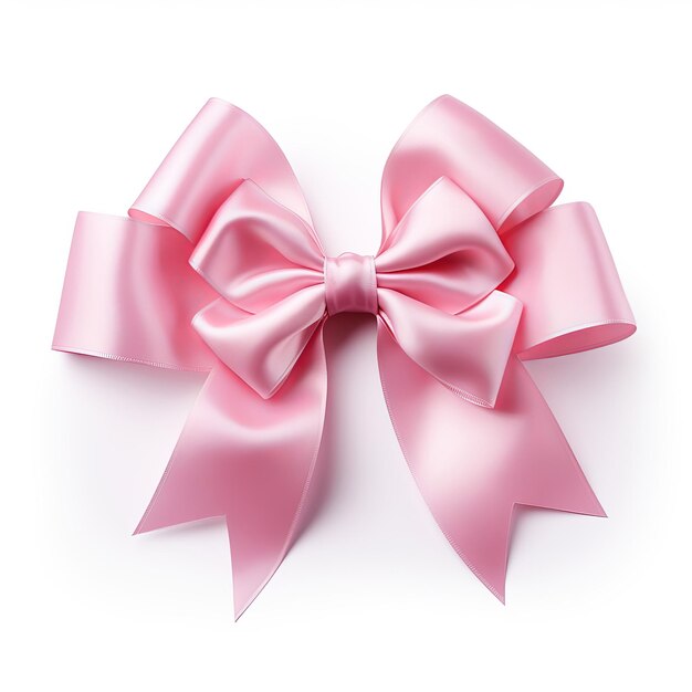 Realistic pretty pink party gift bow decoration against a white background