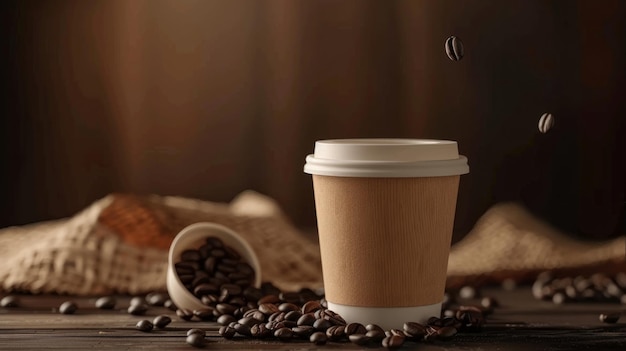 Realistic product advert template with coffee cup