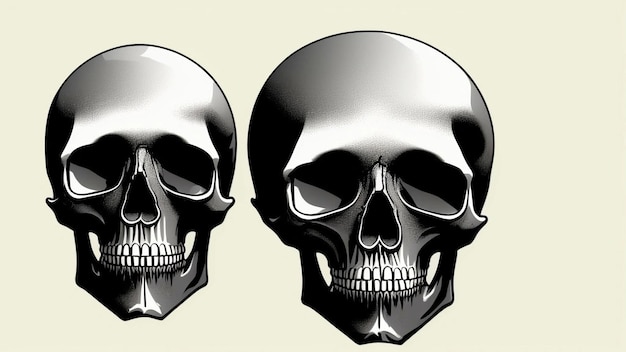 Realistic and punkstyle human skull illustration