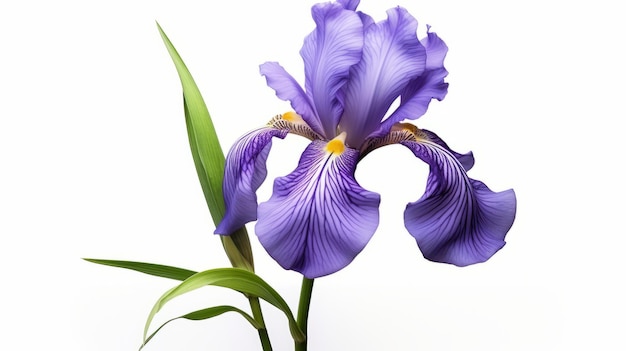 Realistic Purple Iris Flower On White Background