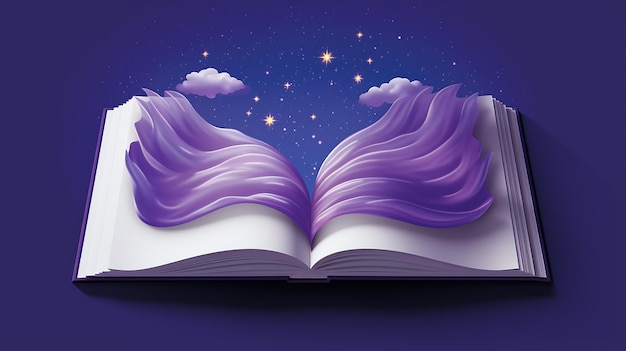 realistic purple opened notebook cover