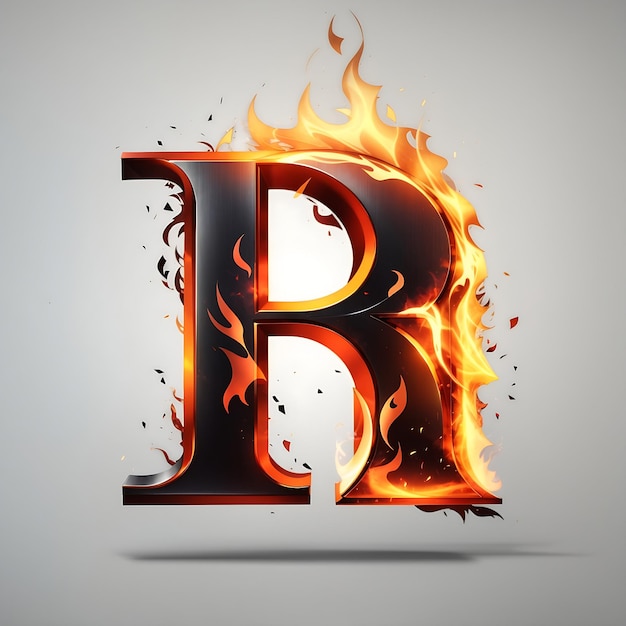Realistic r letter with fire effect genereted by ai