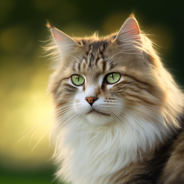 Realistic ragamuffin cat on ravishing natural outdoor background