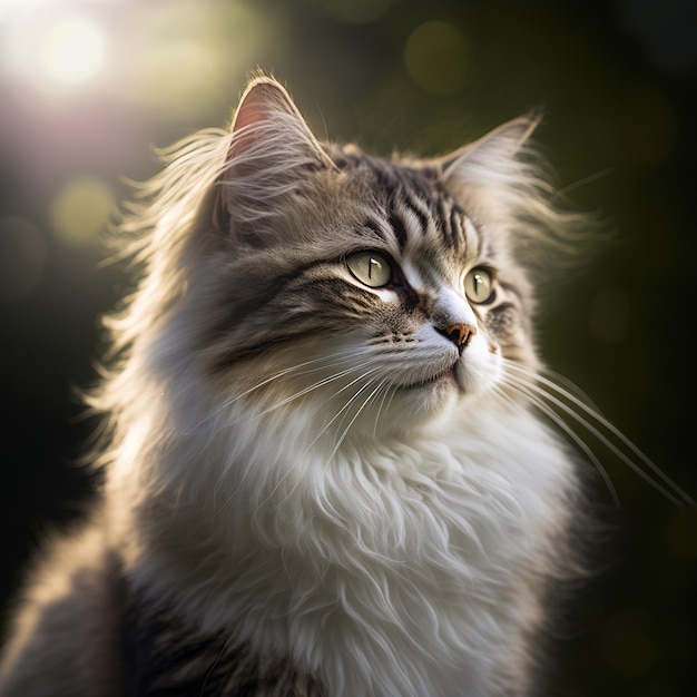 Realistic ragamuffin cat on ravishing natural outdoor background