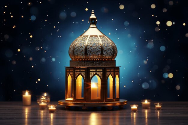 Realistic ramadan background with moon