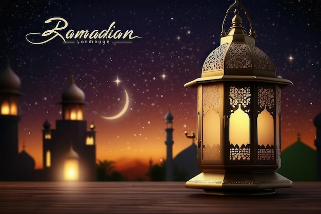 Realistic Ramadan Glow Mosque Moon and Bokeh islamic ramadan eid mubarak kareem mosque background