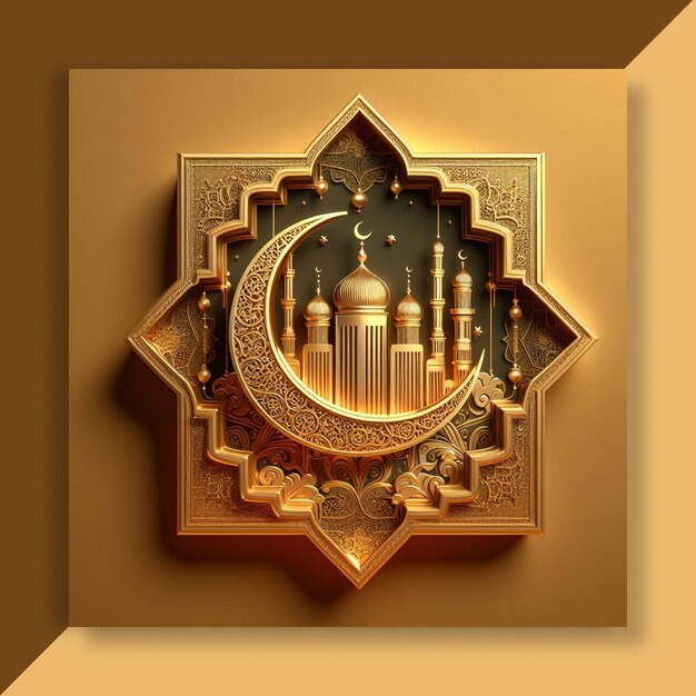 Realistic Ramadan Instagram post and 3d background