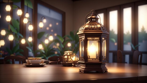 Photo realistic ramadan lantern illustration design