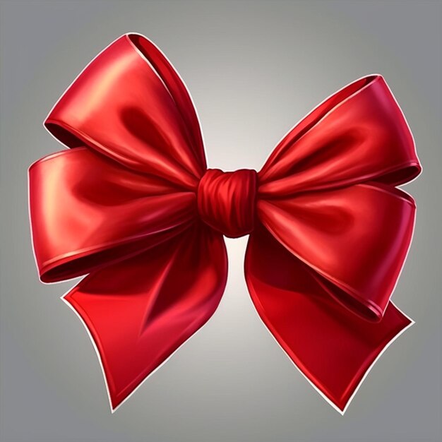Realistic red bow with ribbon on grey background generative ai