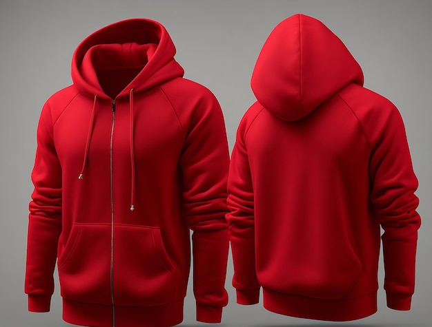 Realistic Red Hoodie Mockup Front and Back