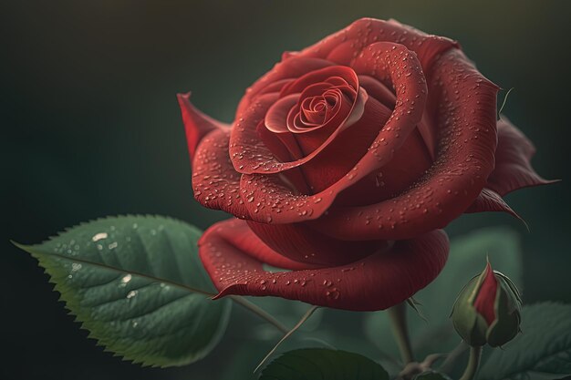 Realistic red rose , ai generated