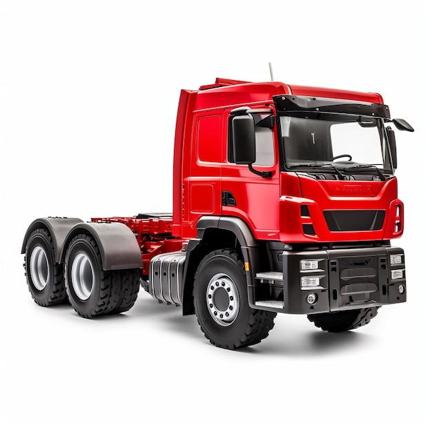 Realistic Red Tractor Trailer On White Background Hyperrealistic Diy Art