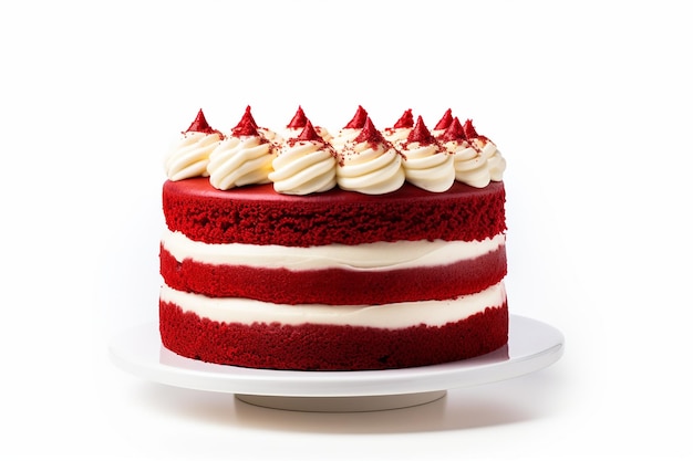 Realistic Red Velvet Cake Isolated on White