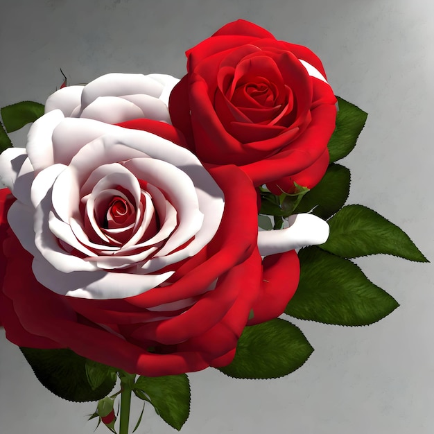 Photo realistic red and white rose in high quality beautiful stunning rose red roses white color flower