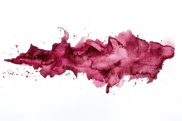 Realistic red wine stain on white background watercolor brush