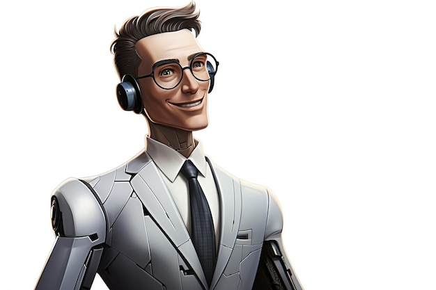 Realistic Robot Businessman in Office Setting Generative AI