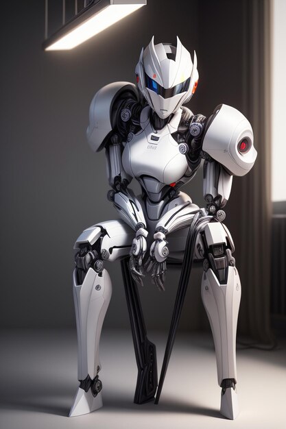 realistic robot female warrior future technology