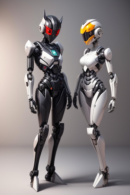 Realistic robot female warrior future technology