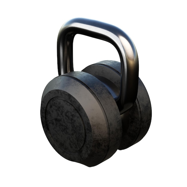 사진 현실적인 거친 검은 kettlebell 흰색 배경 운동 개념 3d 그림에 고립