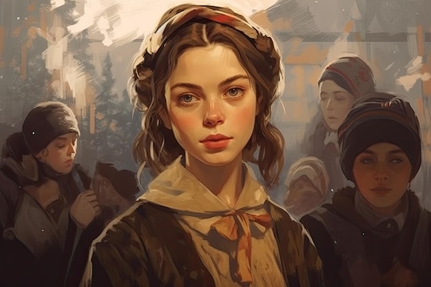 Realistic Russian Girls' education model illustration generative ai