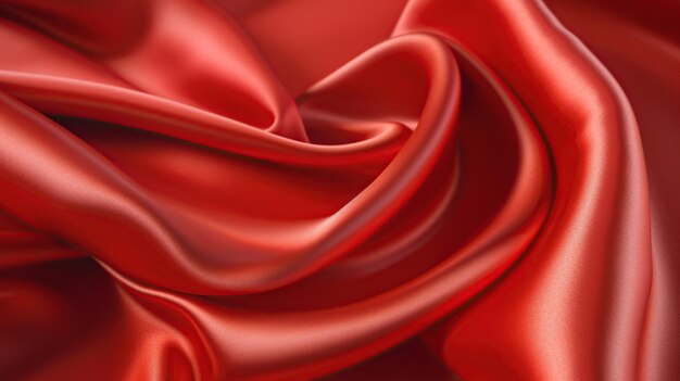 Photo realistic satin silk in red color generative ai